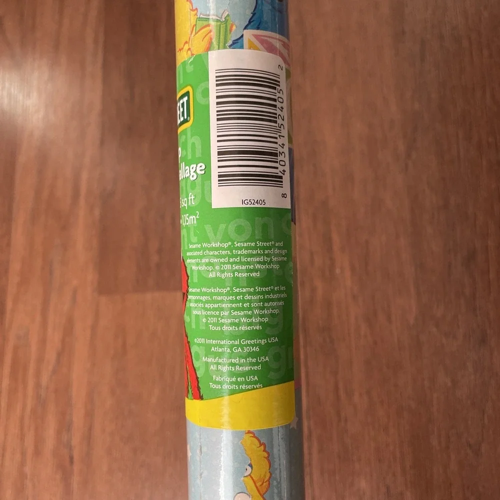 Sesame Street Wrapping Paper Roll 12.5 Sq. Ft. NEW Big Bird Elmo Baby Gift Paper